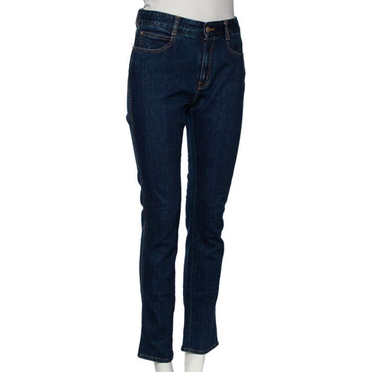 Pre Owned Stella McCartney Blue Denim Monogram Lining Slim-Fit Jeans M