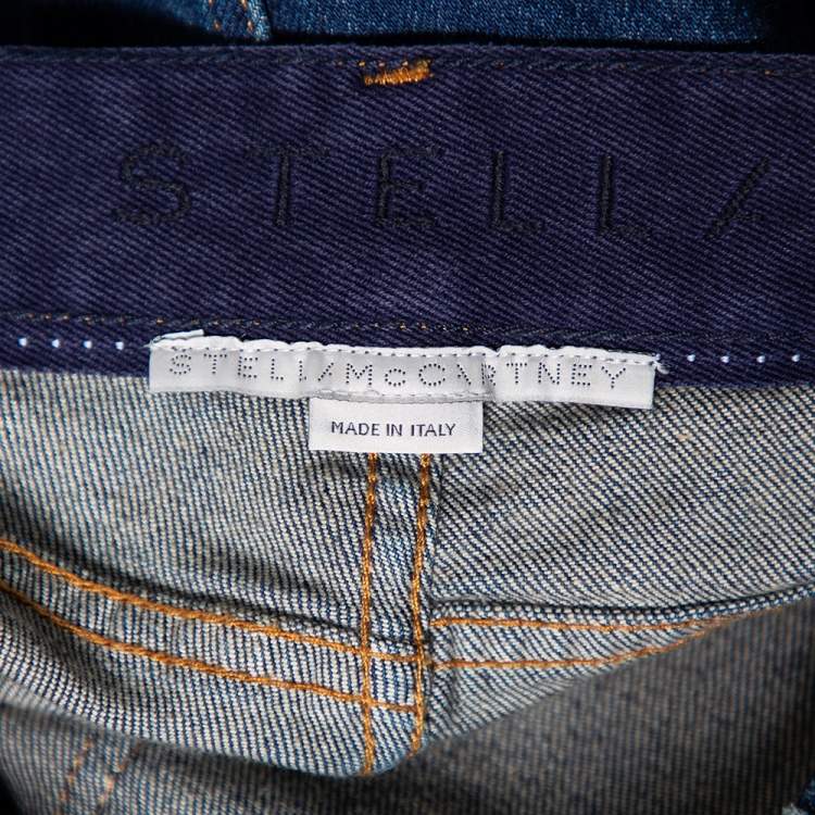 Pre Owned Stella McCartney Blue Denim Monogram Lining Slim-Fit Jeans M