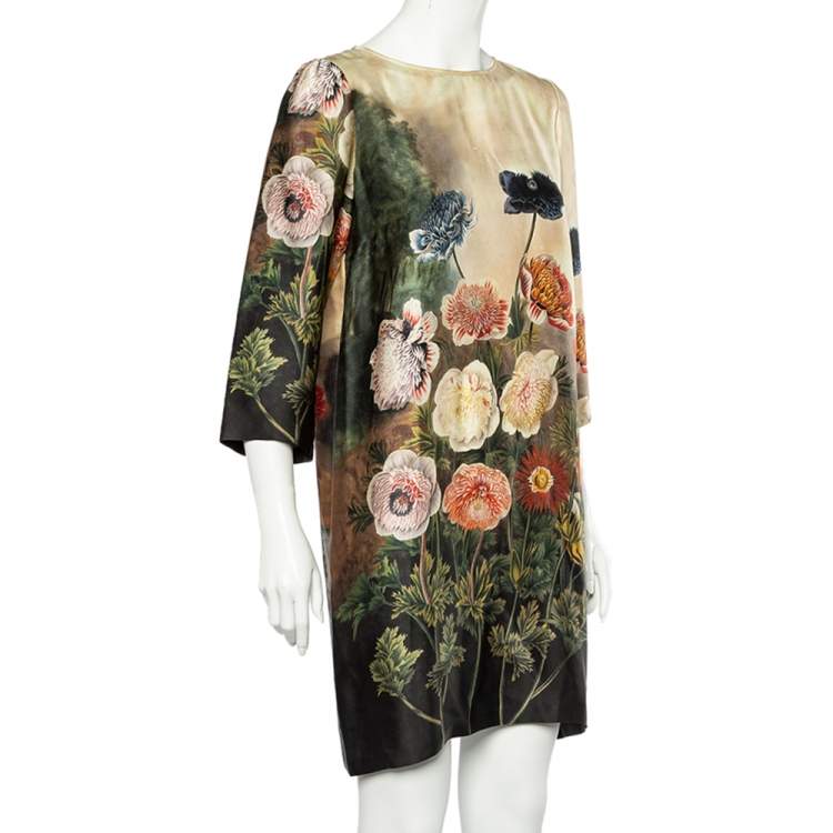 Pre Owned Stella McCartney Multicolor Garden Printed Silk Shift Dress M