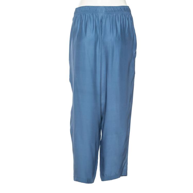 Pre Owned Stella McCartney Blue Silk Elasticized Waist Pants M