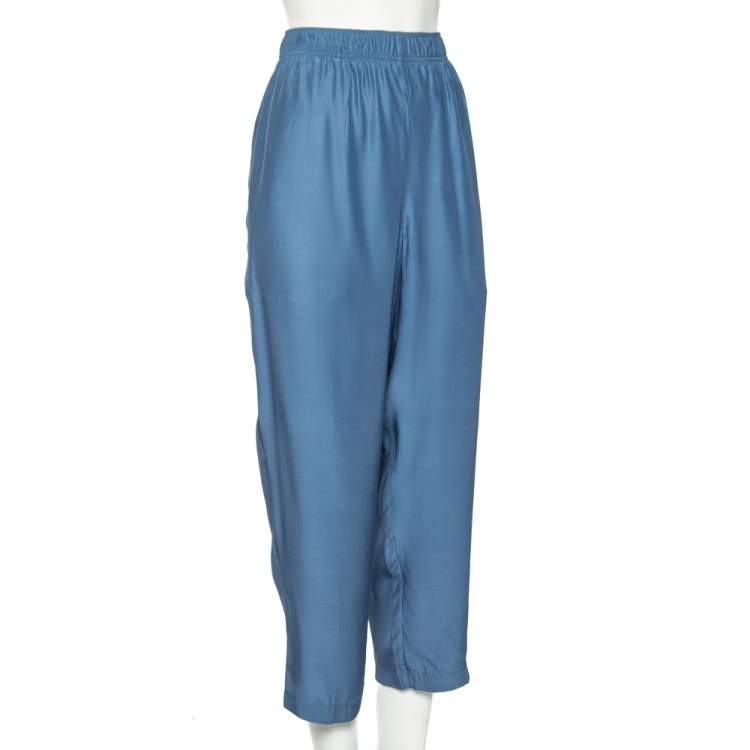 Pre Owned Stella McCartney Blue Silk Elasticized Waist Pants M
