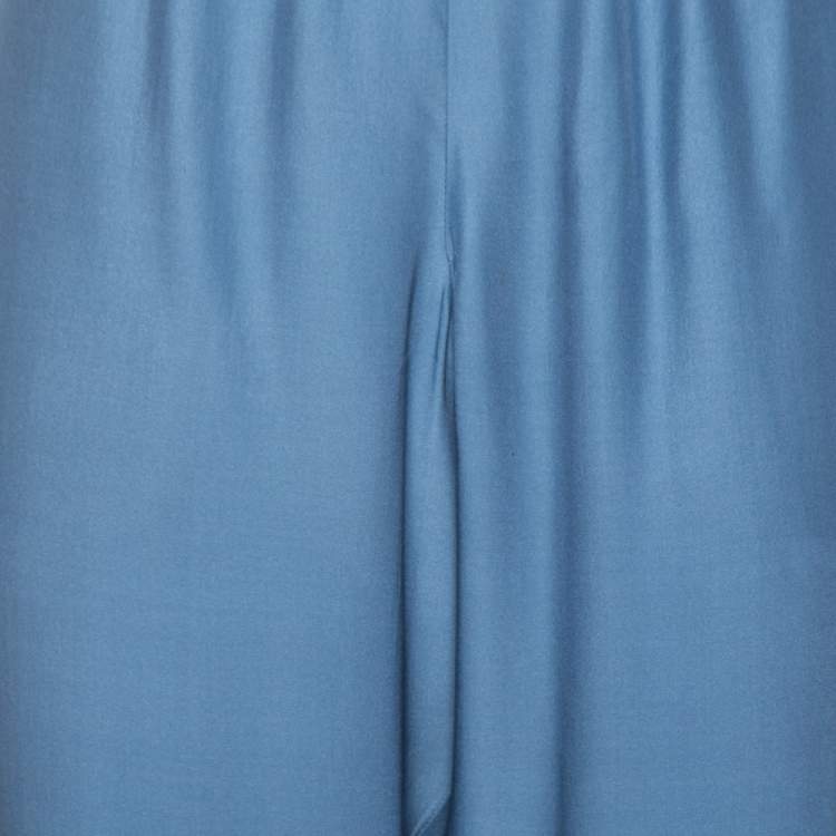 Pre Owned Stella McCartney Blue Silk Elasticized Waist Pants M