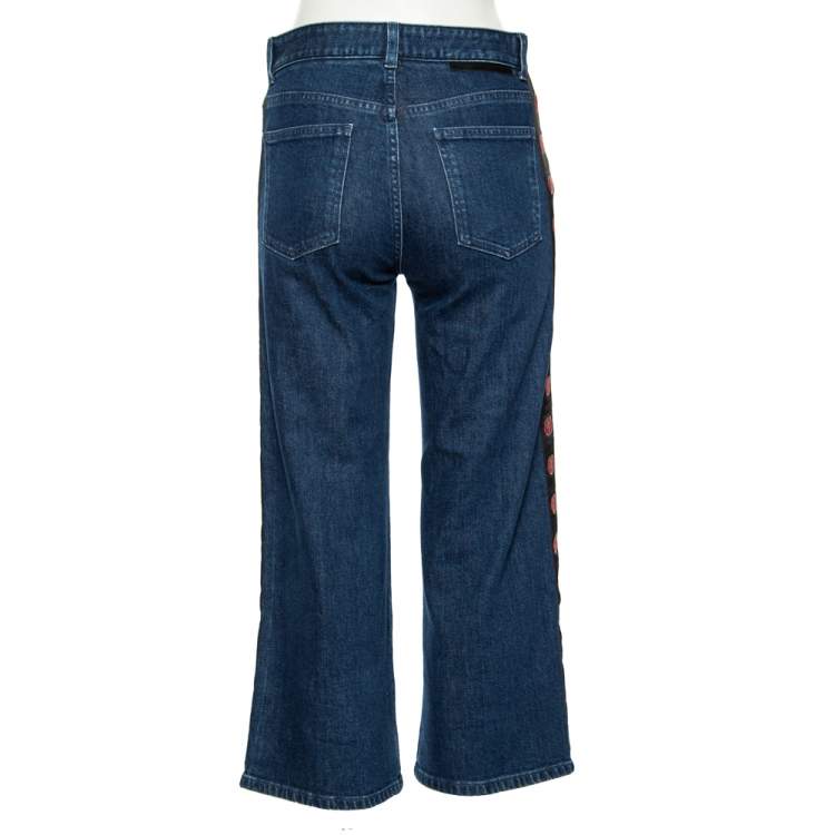 Pre Owned Stella McCartney Blue Denim SM Trim Detailed Cropped Jeans S