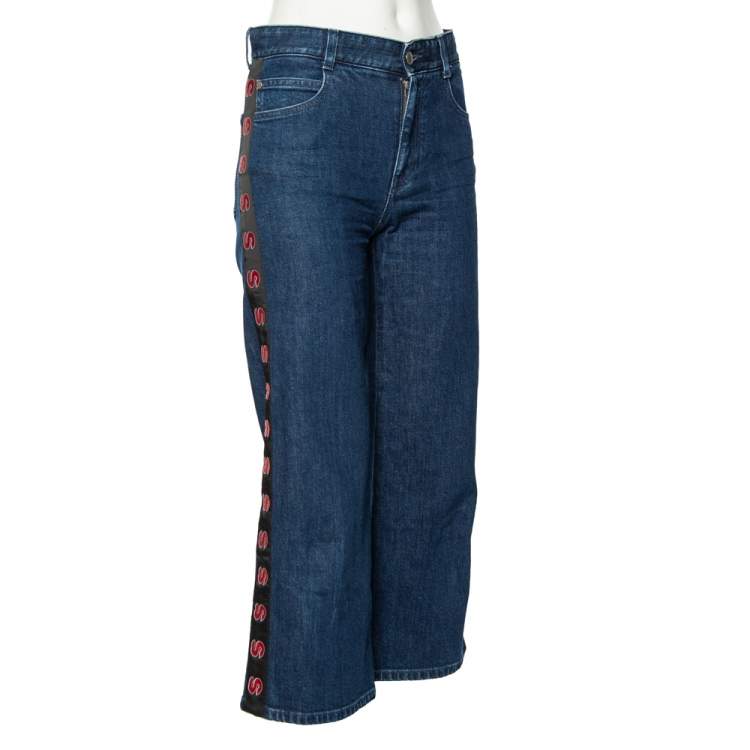 Pre Owned Stella McCartney Blue Denim SM Trim Detailed Cropped Jeans S
