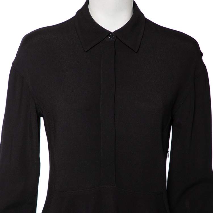 Pre Owned Stella McCartney Black Crepe Long Sleeve Flared Dress S 
