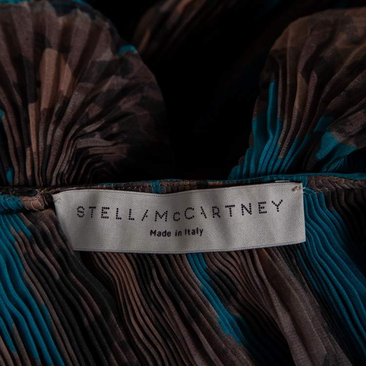 Pre Owned Stella McCartney Blue & Brown Printed Ruffled Short Dress M