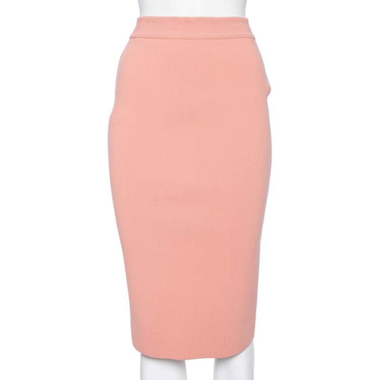 Pre Owned Stella McCartney Pale Pink Wool Knit Pencil Skirt S