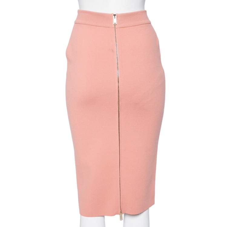 Pre Owned Stella McCartney Pale Pink Wool Knit Pencil Skirt S