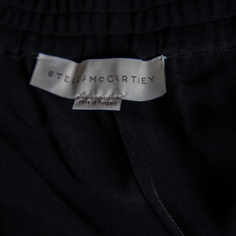 Pre Owned Stella McCartney Black Crepe & Rib Knit Detailed Joggers S 