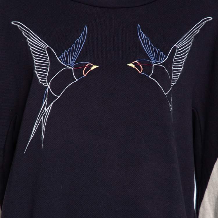 Pre Owned Stella McCartney Navy Blue Knit Embroidered Detailed Top M 