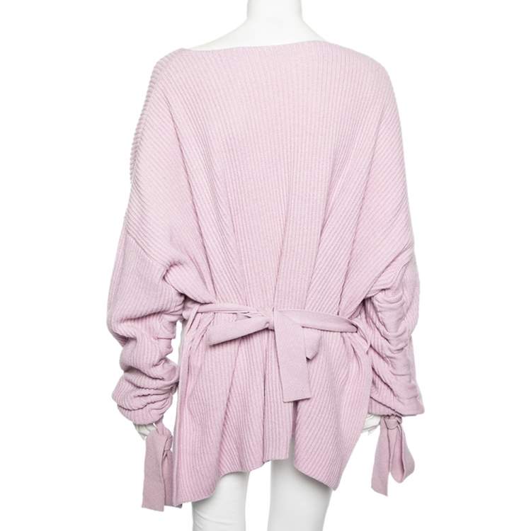 Pre Owned Stella McCartney Lilac Cashmere Knit Tie Detail Asymmetrical Sweater S