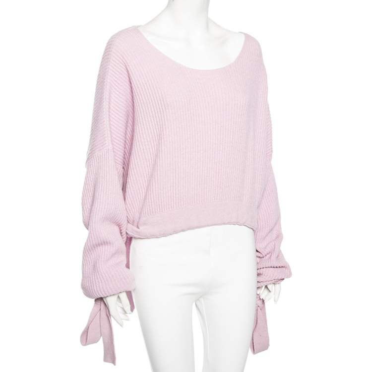 Pre Owned Stella McCartney Lilac Cashmere Knit Tie Detail Asymmetrical Sweater S