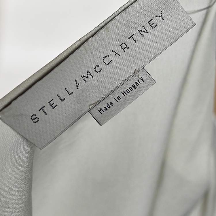 Pre Owned Stella McCartney Off White Silk Satin Ruffled Neck Top XS