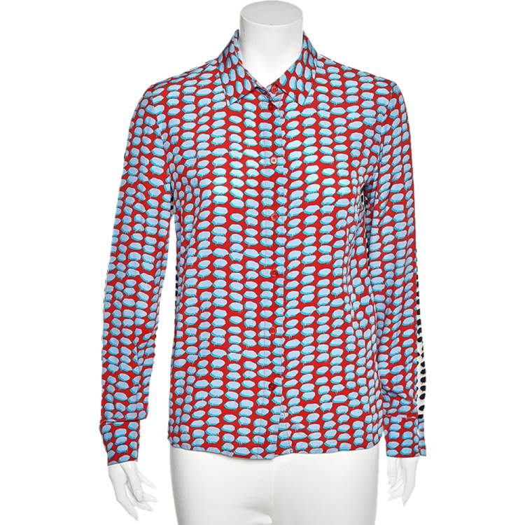 Pre Owned Stella McCartney Multicolored Printed Silk Button Front Shirt M