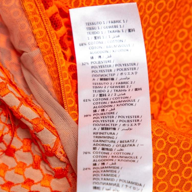 Pre Owned Stella McCartney Orange Lace & Mesh Inset Sleeveless Maxi Dress XS