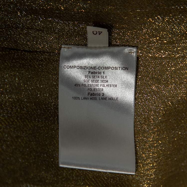Pre Owned Stella McCartney Metallic Silk & Wool Trimmed Top S