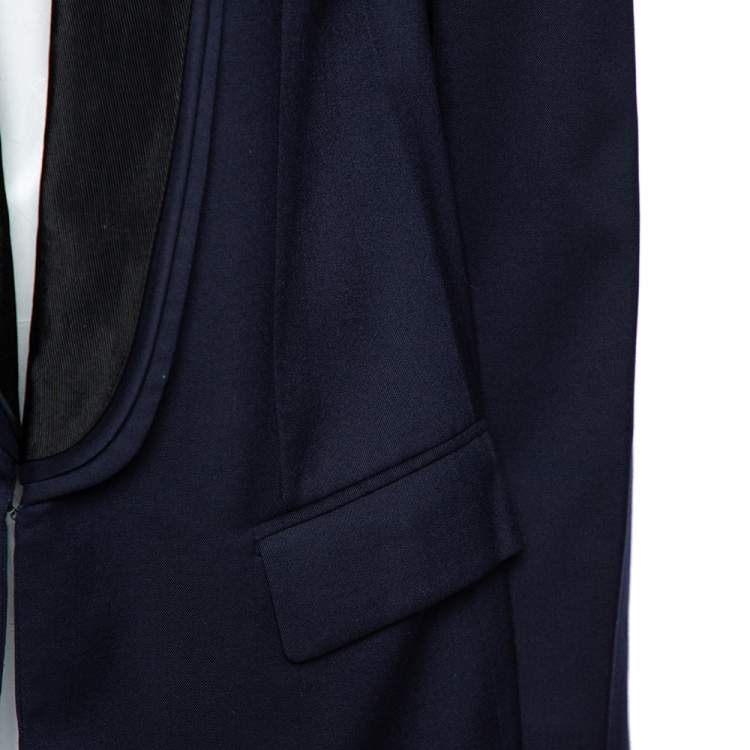 Pre Owned Stella McCartney Navy Blue Wool Contrast Lapel Detailed Mathilda Blazer L