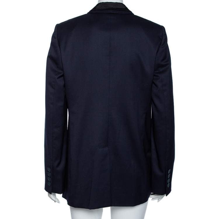 Pre Owned Stella McCartney Navy Blue Wool Contrast Lapel Detailed Mathilda Blazer L