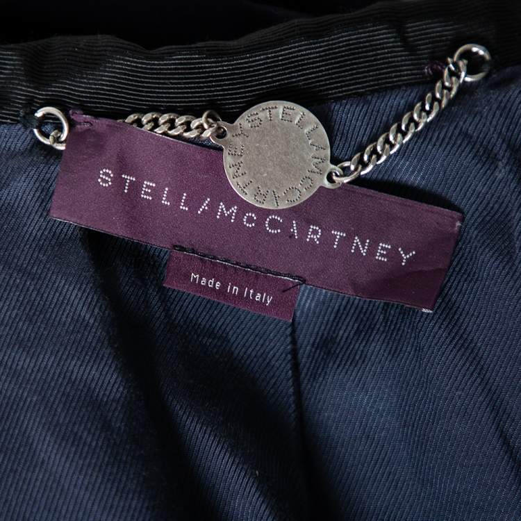 Pre Owned Stella McCartney Navy Blue Wool Contrast Lapel Detailed Mathilda Blazer L