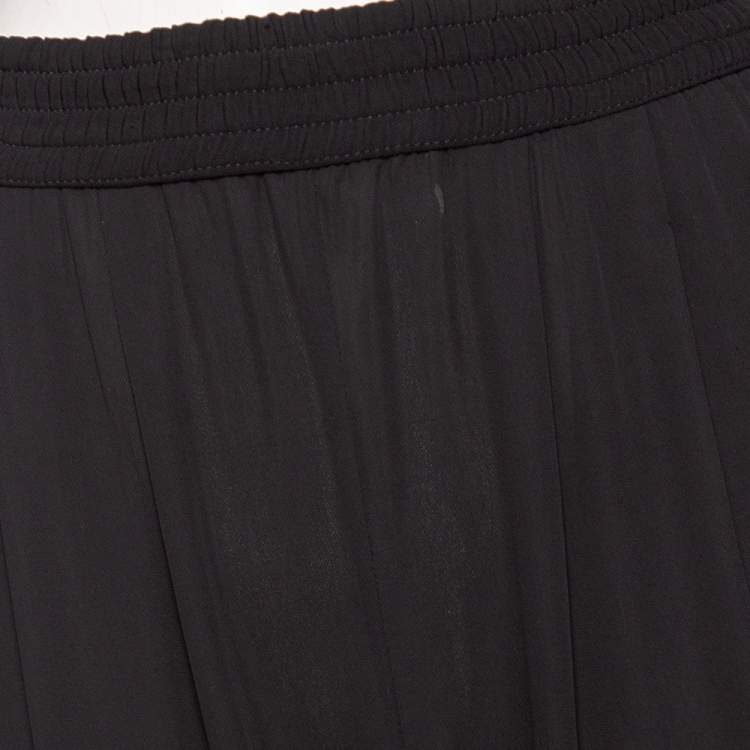 Pre Owned Stella McCartney Black Crepe & Rib Knit Hem Detail Pants M