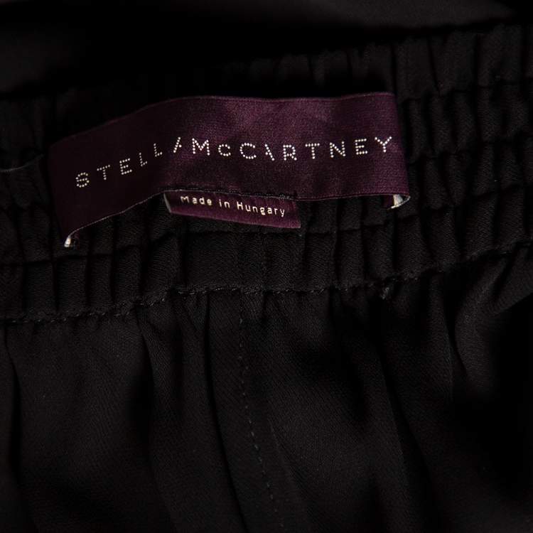 Pre Owned Stella McCartney Black Crepe & Rib Knit Hem Detail Pants M