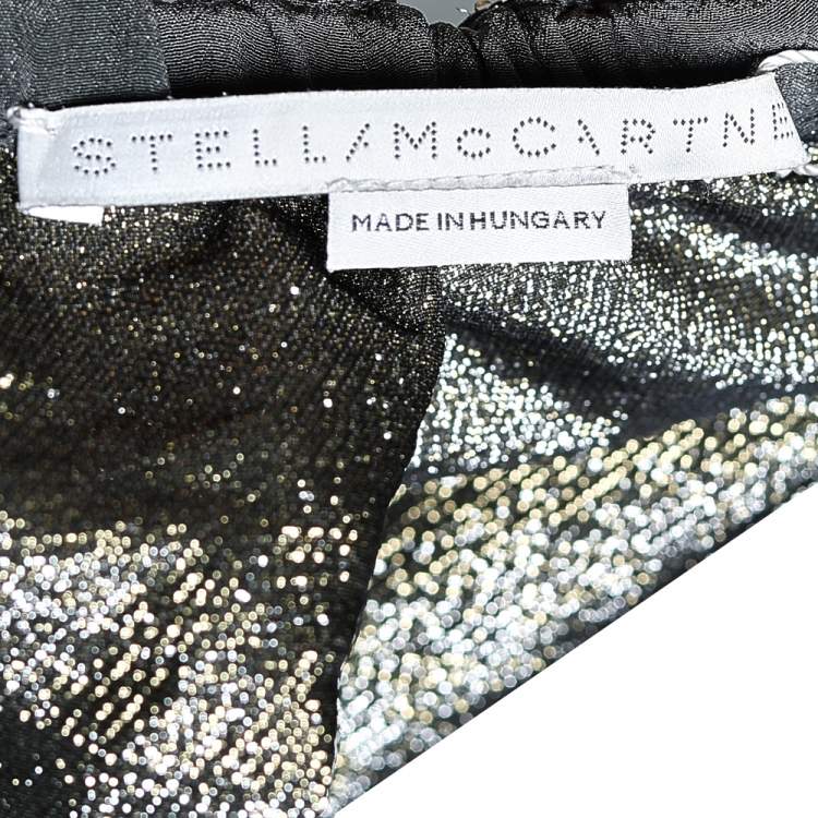 Pre Owned Stella McCartney Gold Lurex Gathered Brynn Asymmetric Skirt M