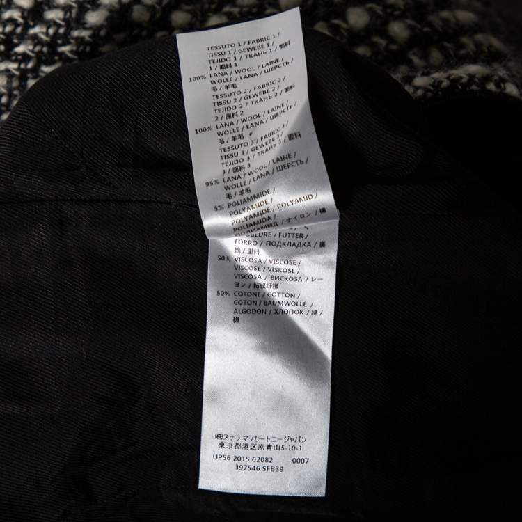 Pre Owned Stella McCartney Monochrome Patchwork Wool Knit Midi Dress M