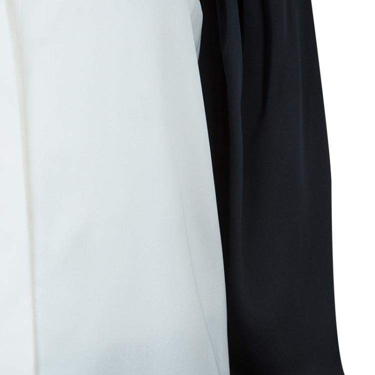 Pre Owned Stella McCartney Monochrome Gathered Sleeve Silk Blouse M