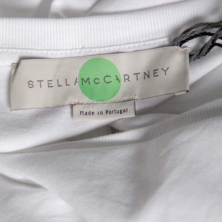 Pre Owned Stella McCartney White Cotton Cat Embroidered Short Sleeve T-Shirt M