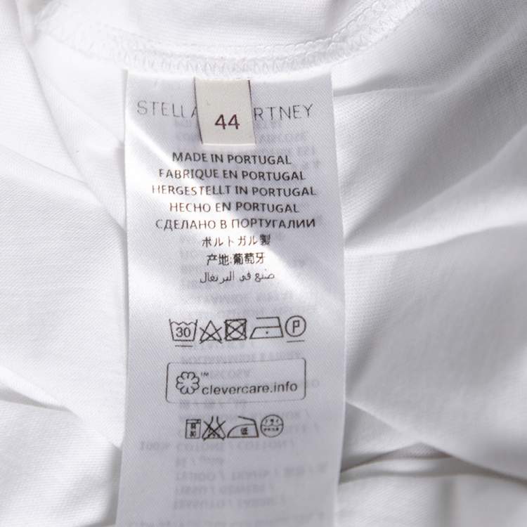 Pre Owned Stella McCartney White Cotton Cat Embroidered Short Sleeve T-Shirt M