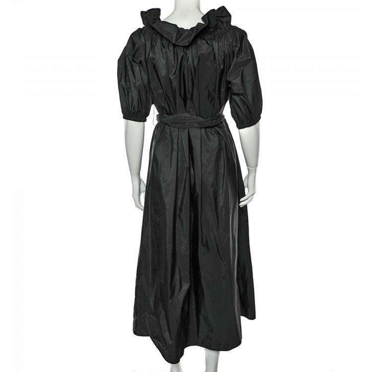 Pre Owned Stella McCartney Black Synthetic Silk Belted Midi Dress M
