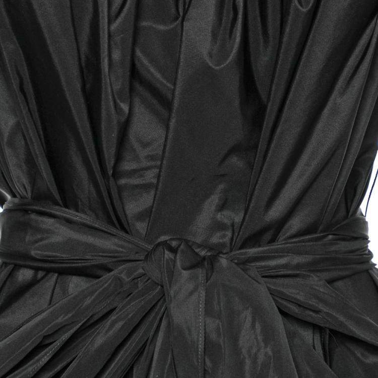 Pre Owned Stella McCartney Black Synthetic Silk Belted Midi Dress M