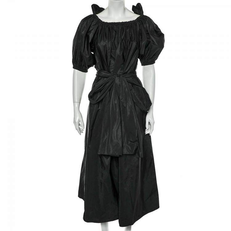 Pre Owned Stella McCartney Black Synthetic Silk Belted Midi Dress M