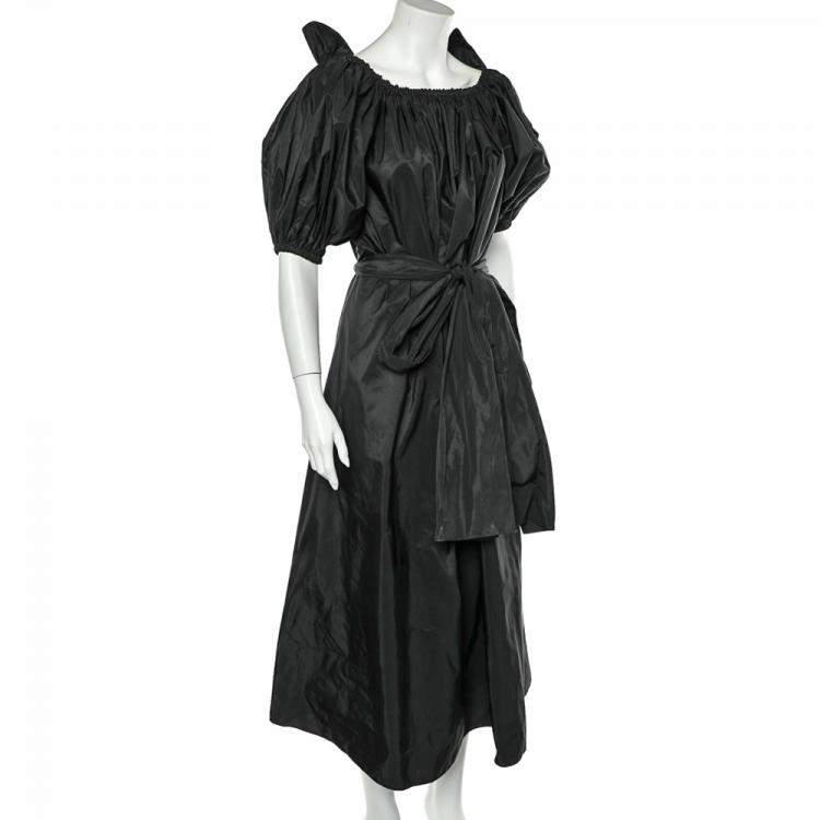 Pre Owned Stella McCartney Black Synthetic Silk Belted Midi Dress M