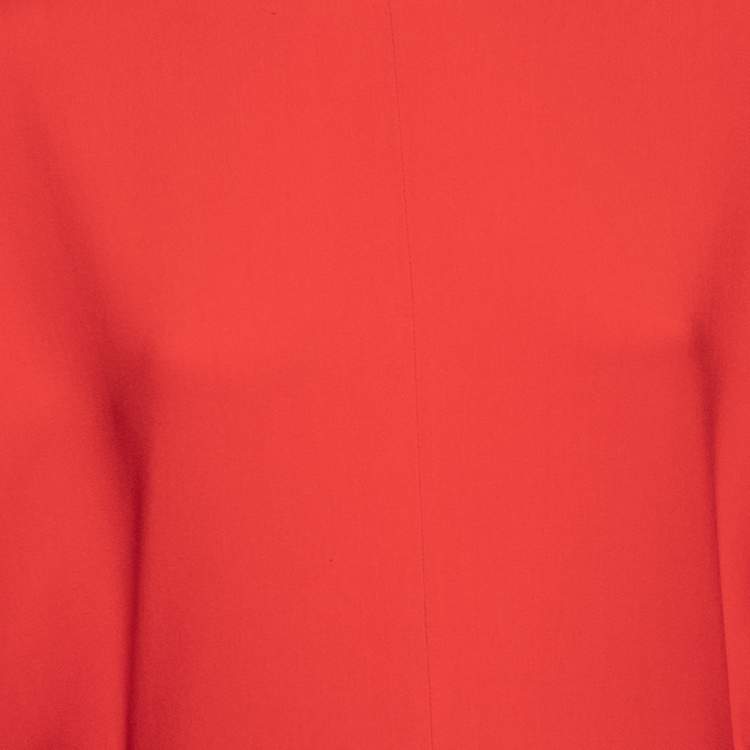 Pre Owned Stella McCartney Red Crepe Draped Sleeve Detail Long Evening Gown S