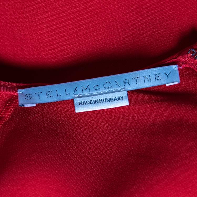 Pre Owned Stella McCartney Red Crepe Draped Sleeve Detail Long Evening Gown S