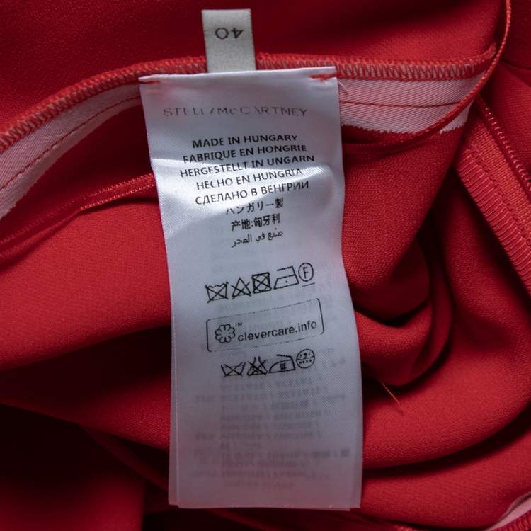 Pre Owned Stella McCartney Red Crepe Draped Sleeve Detail Long Evening Gown S
