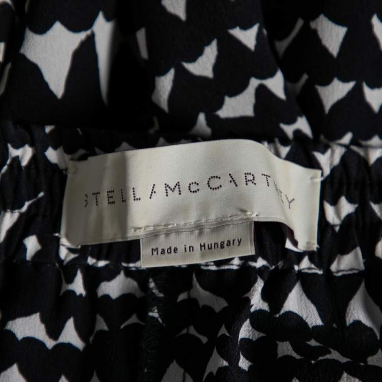 Pre Owned Stella McCartney Monochrome Heart Printed Silk Pants M 