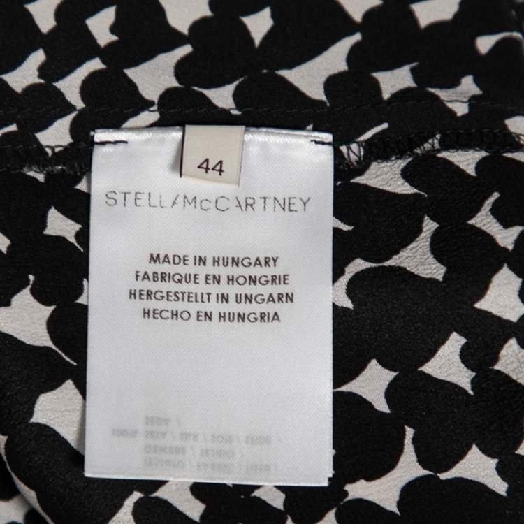 Pre Owned Stella McCartney Monochrome Heart Printed Silk Pants M 