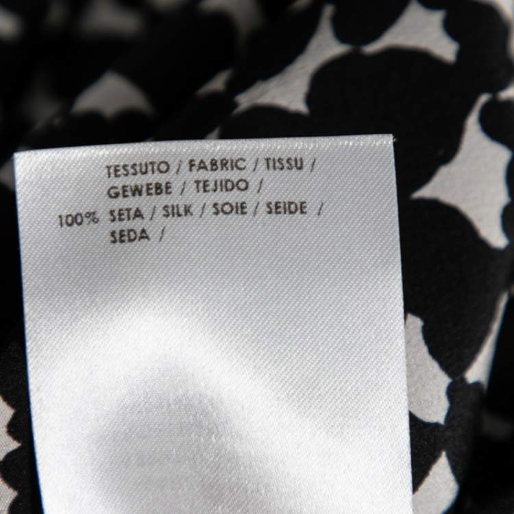 Pre Owned Stella McCartney Monochrome Heart Printed Silk Pants M 