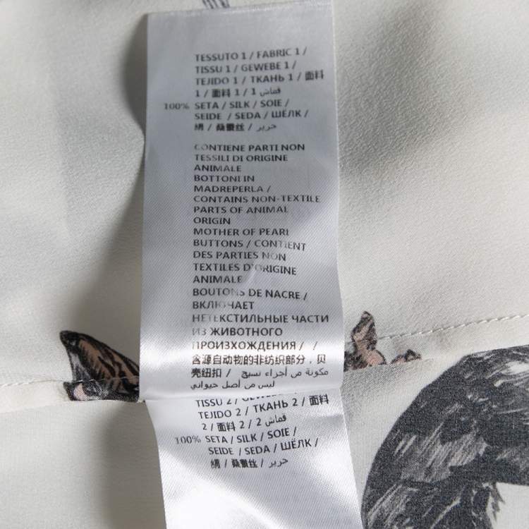 مملوكة مسبقًا Stella McCartney Monochrome Silk Crepe De Chine Dog Printed Shirt S 