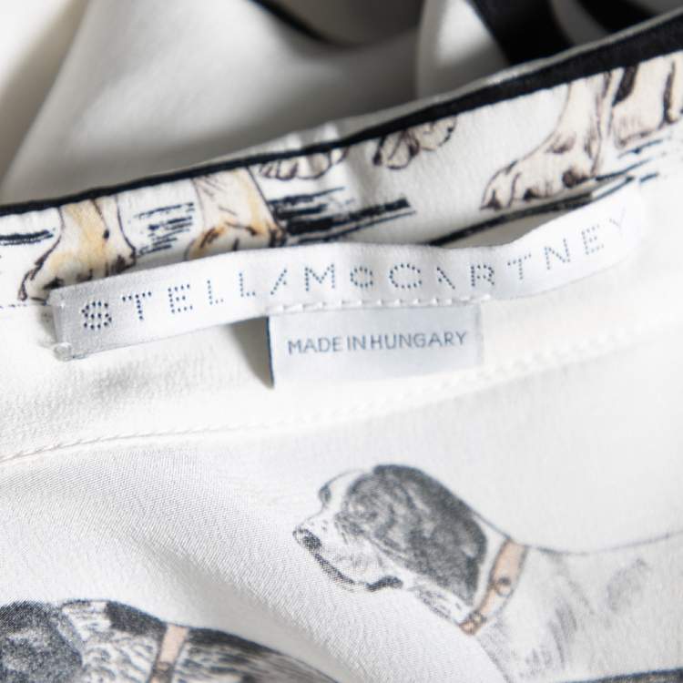 مملوكة مسبقًا Stella McCartney Monochrome Silk Crepe De Chine Dog Printed Shirt S 