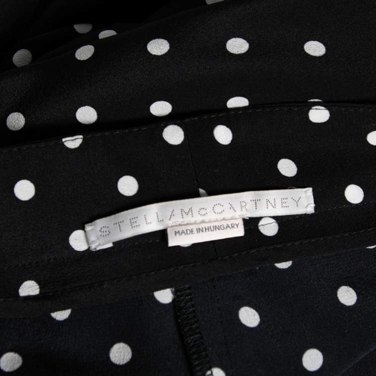 Pre Owned Stella McCartney Monochrome Polka Dotted Silk Wide Leg Pants S