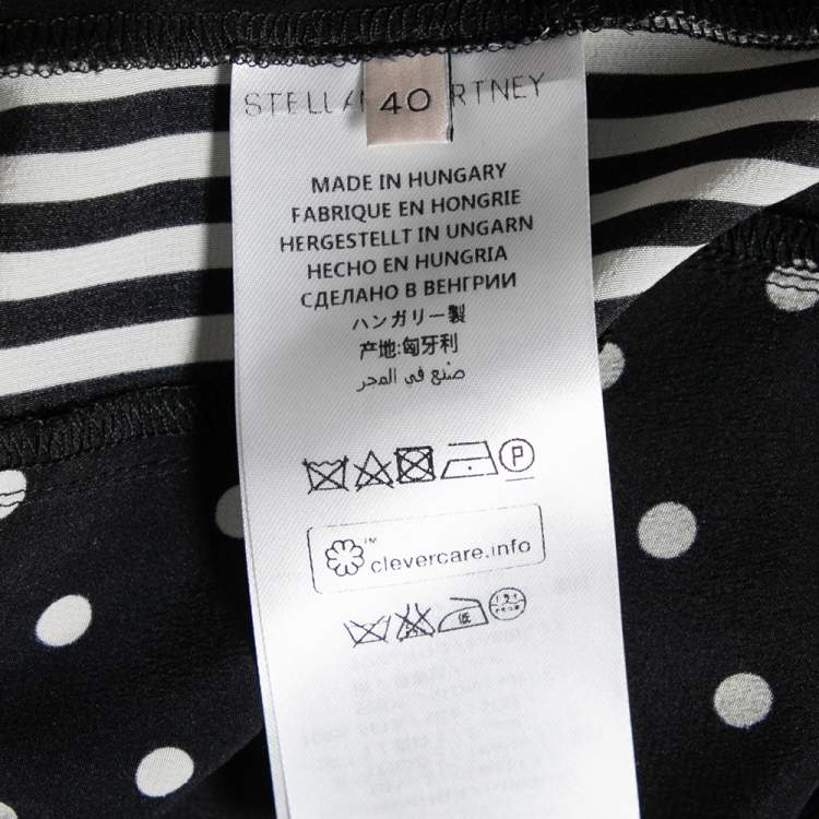 Pre Owned Stella McCartney Monochrome Polka Dotted Silk Wide Leg Pants S