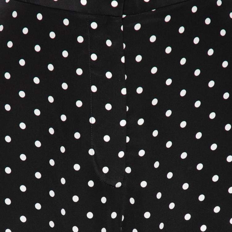 Pre Owned Stella McCartney Monochrome Polka Dotted Silk Wide Leg Pants S