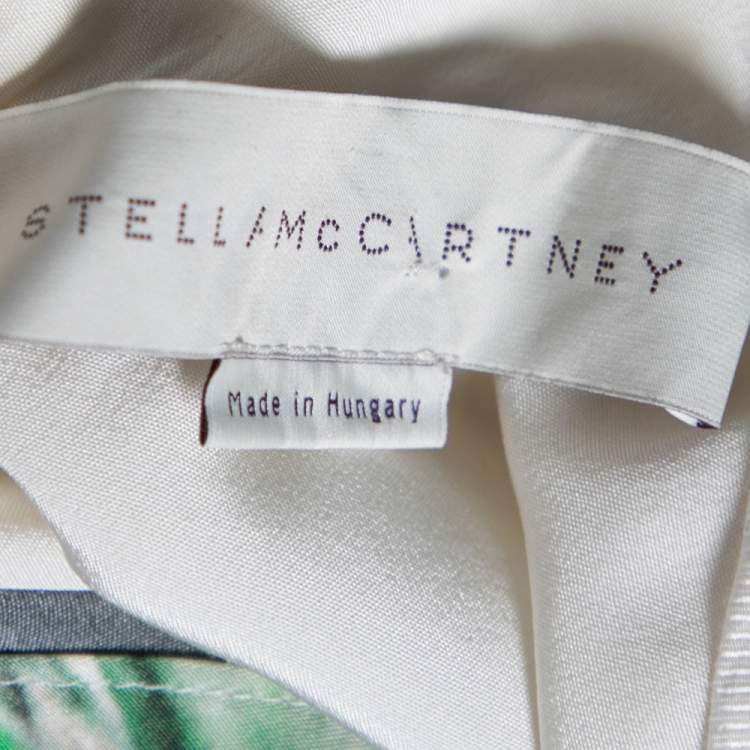 Pre Owned Stella McCartney Black Tie-Dye Printed Silk Asymmetrical Draped Blouse M 