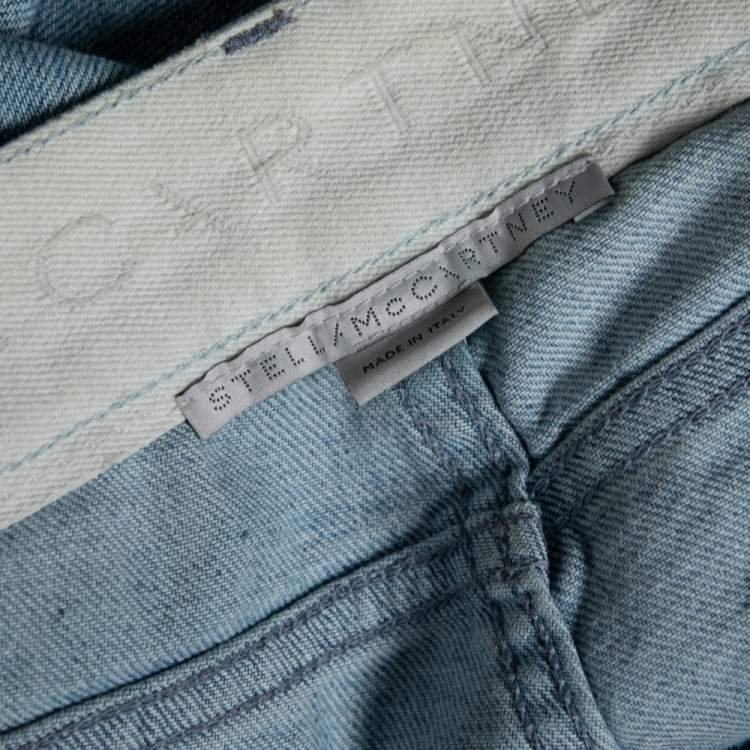 Pre Owned Stella McCartney Blue & Cream Star Print Denim Boyfriend Jeans M