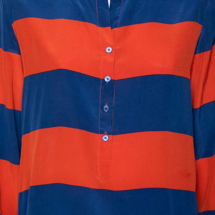 Pre Owned Stella McCartney Multicolored Striped Silk Button Front Shirt M