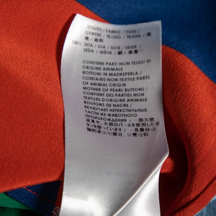 Pre Owned Stella McCartney Multicolored Striped Silk Button Front Shirt M