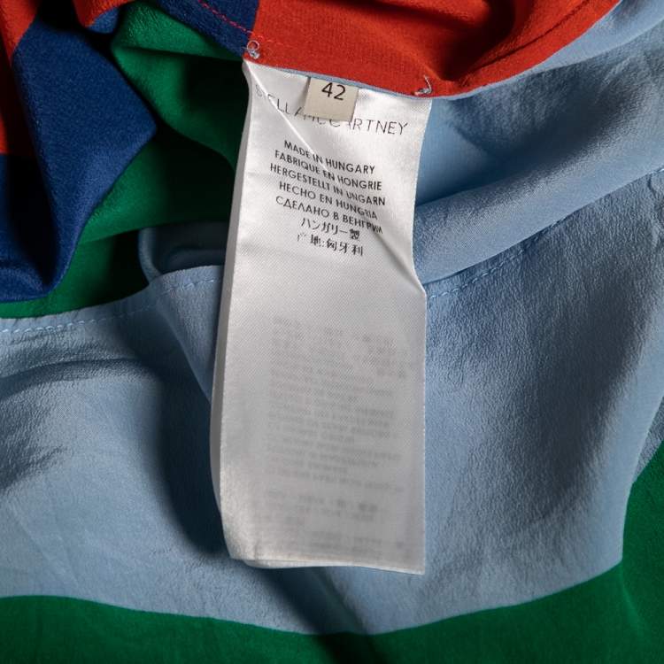 Pre Owned Stella McCartney Multicolored Striped Silk Button Front Shirt M